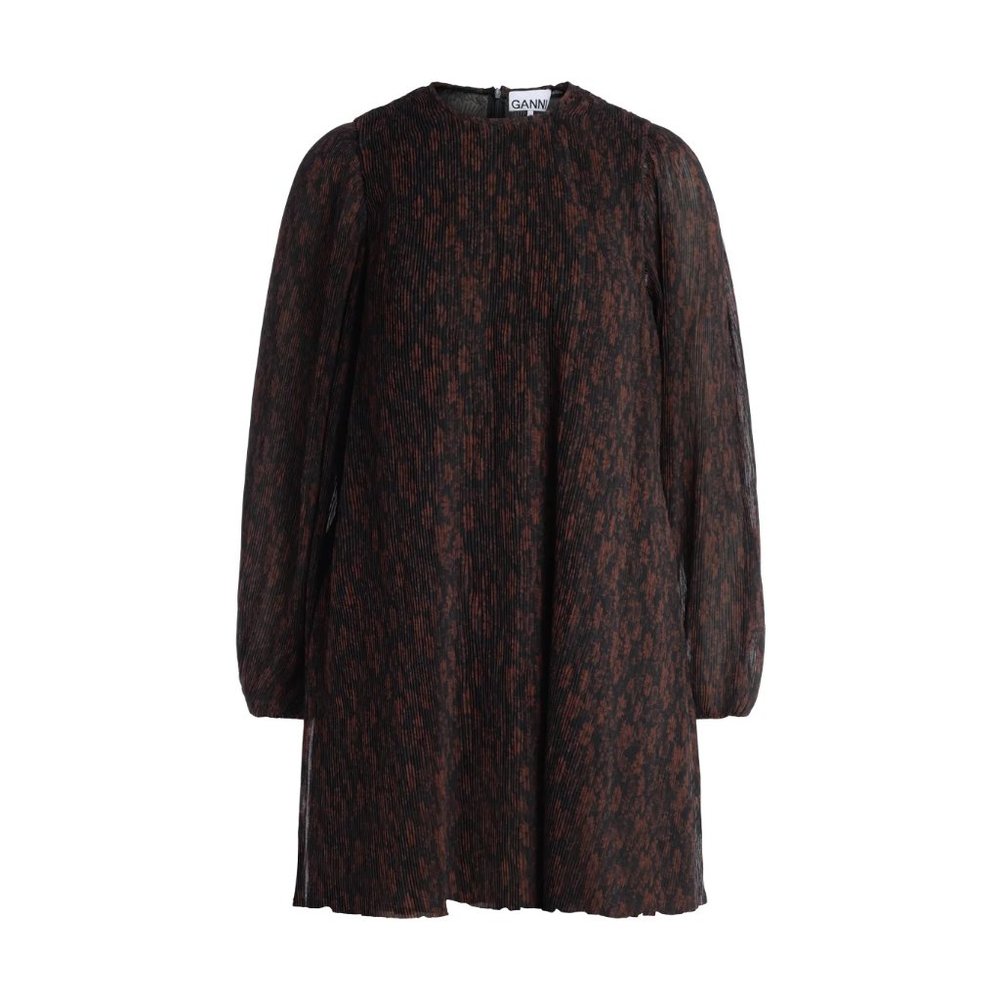 Ganni Brown Pleated Mini Dress - Picture 10 of 11